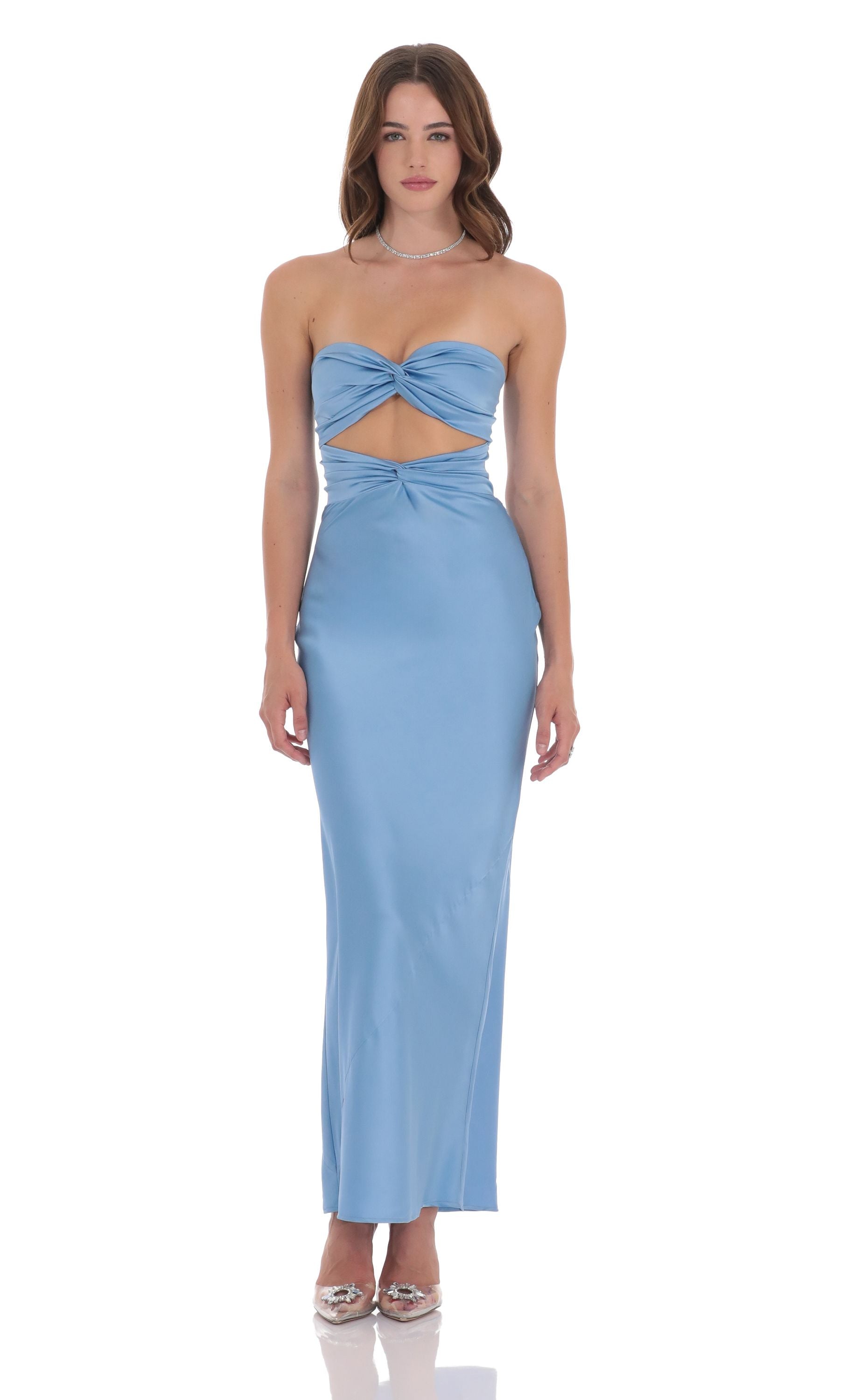 Satin Twist Cutout Maxi Dress