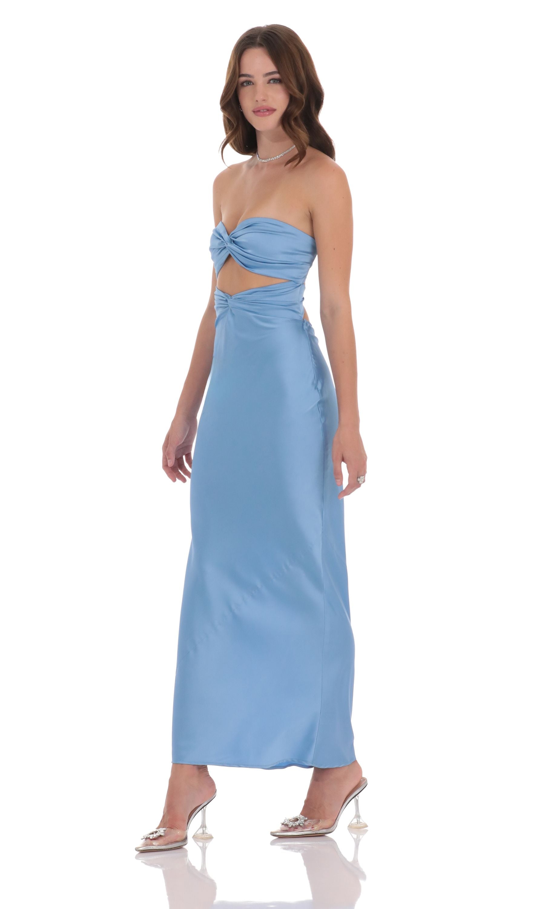 Satin Twist Cutout Maxi Dress