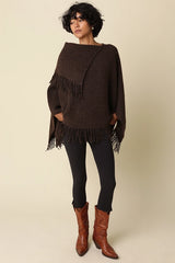 Mabel Fringe Knit Poncho