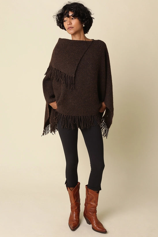 Mabel Fringe Knit Poncho