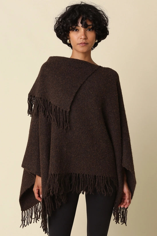 Mabel Fringe Knit Poncho