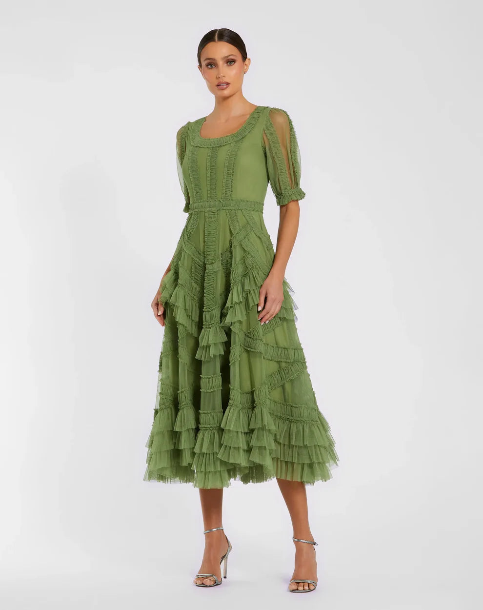 Mac Duggal 8248 Ruffle Midi Dress