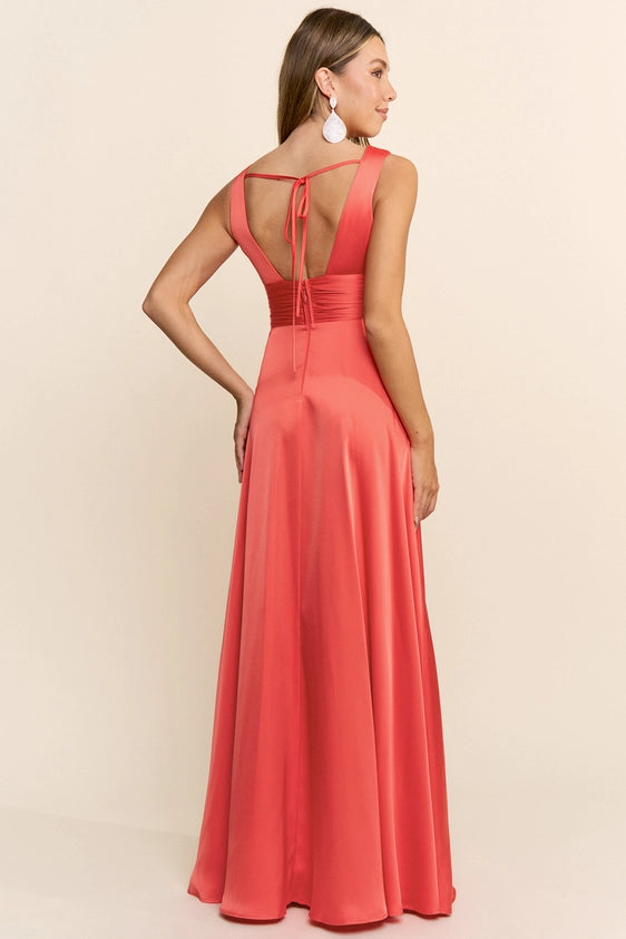 Satin Tie Back Maxi Dress