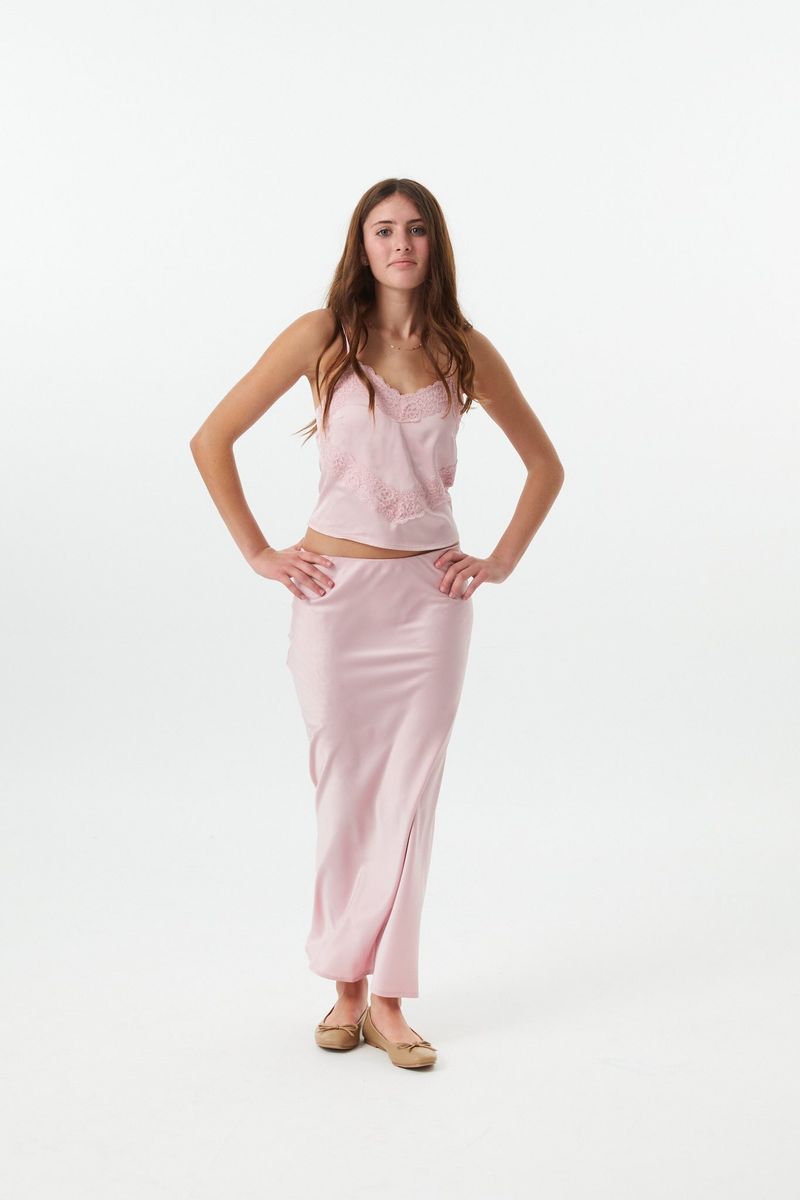 Girls Margot Mauve Satin Tank