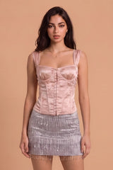 Satin Jacquard Corset Top