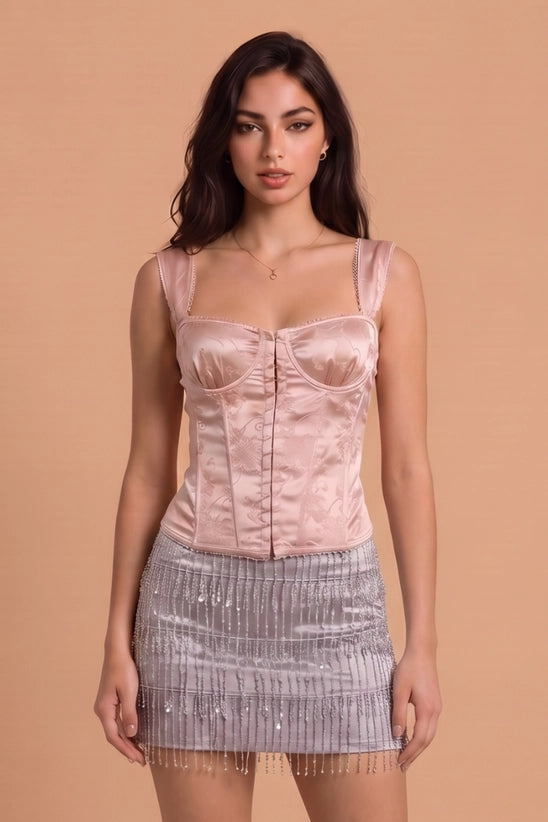 Satin Jacquard Corset Top