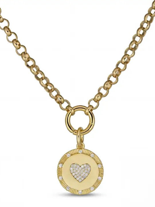 Gold Medallion Heart Pendant Necklace