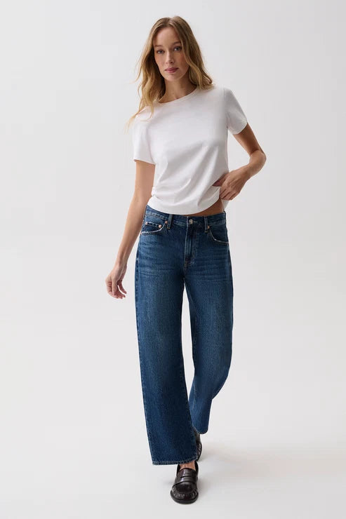 Lexi Mid Rise Bowed Straight Jean - Moonwave