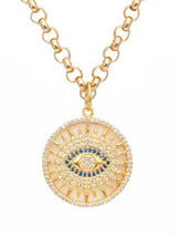 Evil Eye Pendant Necklace Mother of Pearl