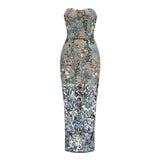 Embroidered Sequined Tube Top Dress