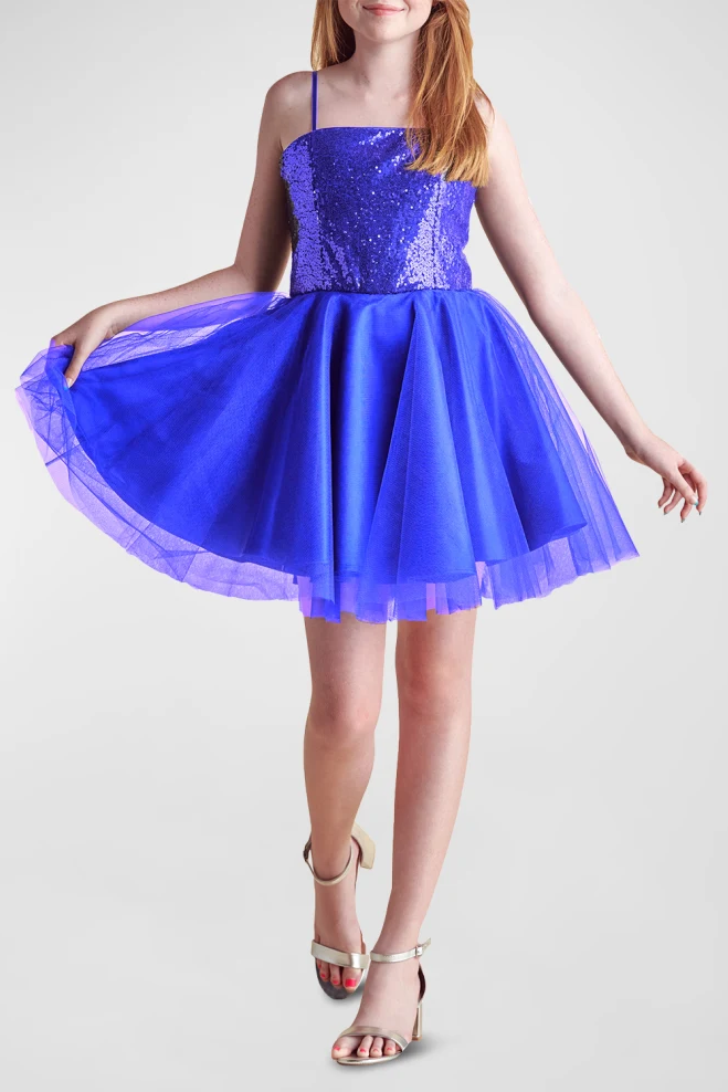 Un Deux Trois Sequin and Tulle Party Dress in Cobalt Blue at Nordstrom, Size 8 Un Deux Trois Sequin and Tulle Party Dress in Cobalt Blue at Nordstrom, Size 8