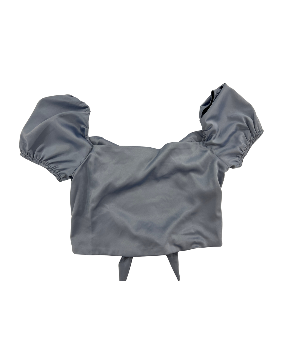 Girls Noa Charcoal Satin Tie Back Top