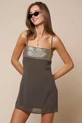 Sequin Bandeau Empire Mini Dress