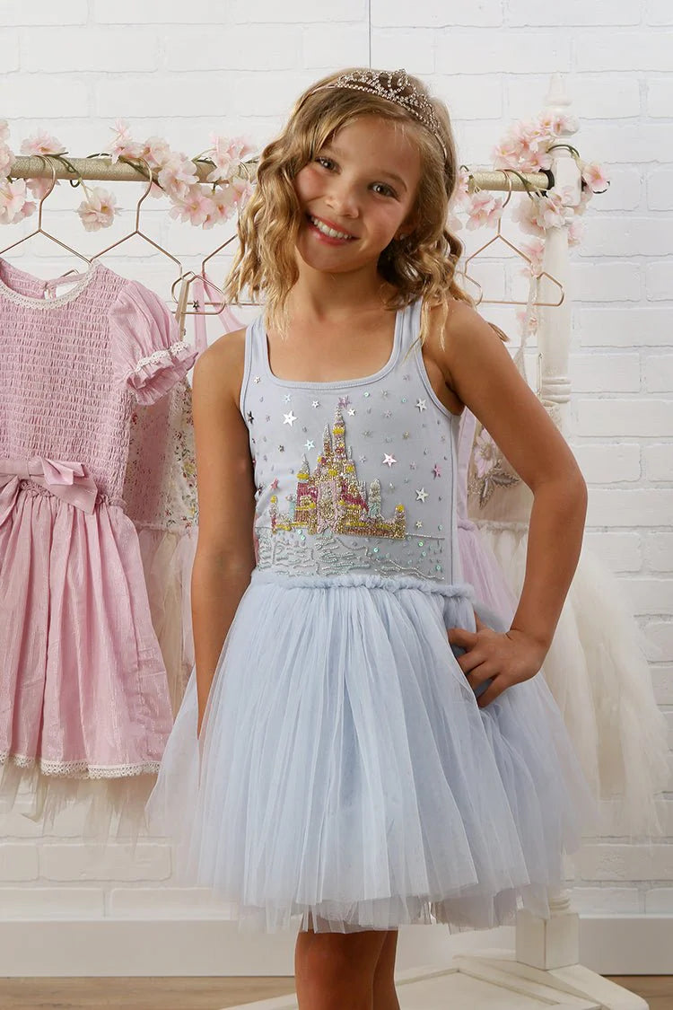 Girls Sky Blue Castle Dress