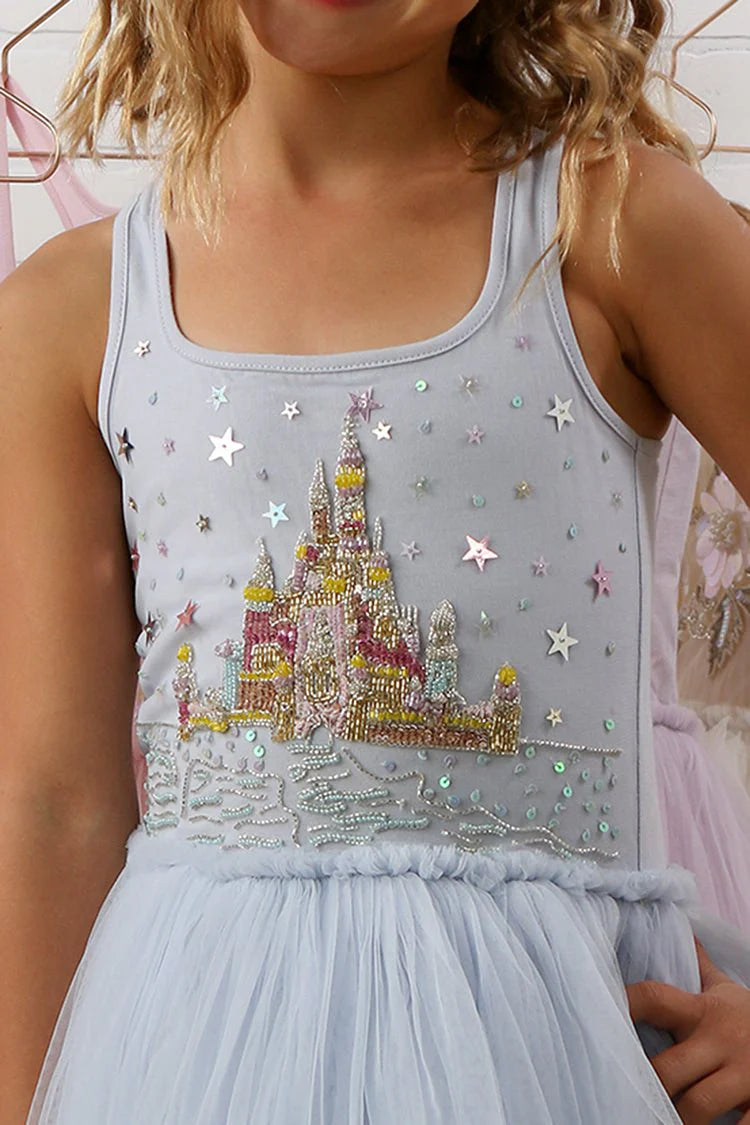 Girls Sky Blue Castle Dress