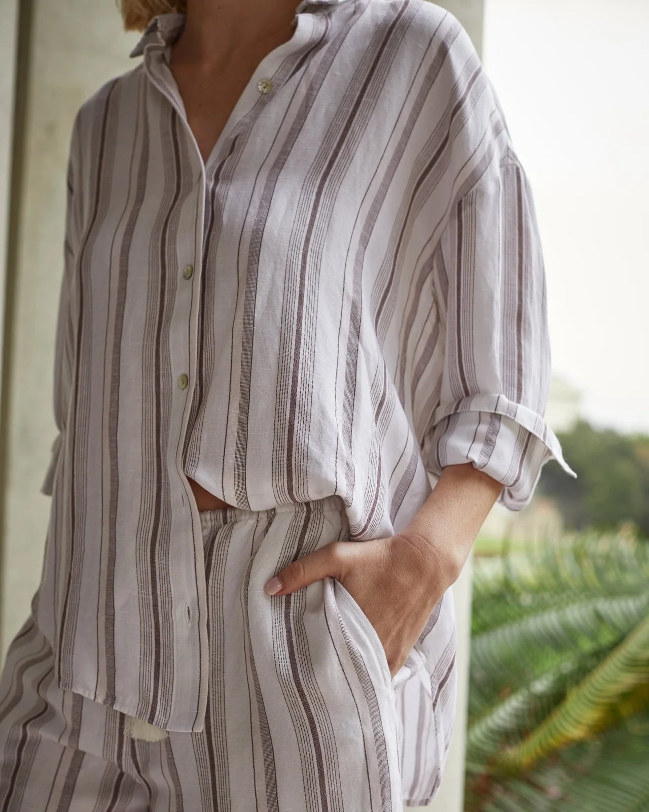 Oversized Clean Shirt - Rosewood Stripe