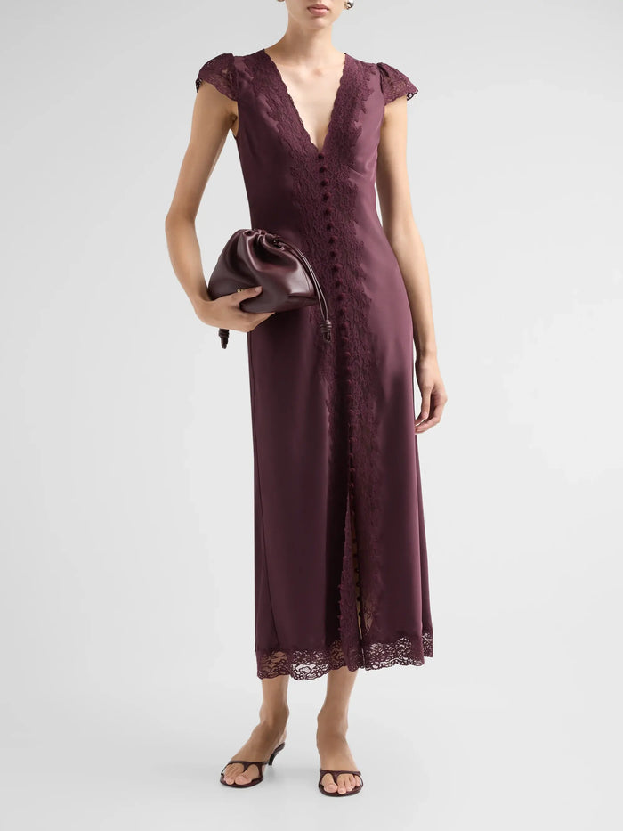 Para Lace Trim Satin Dress