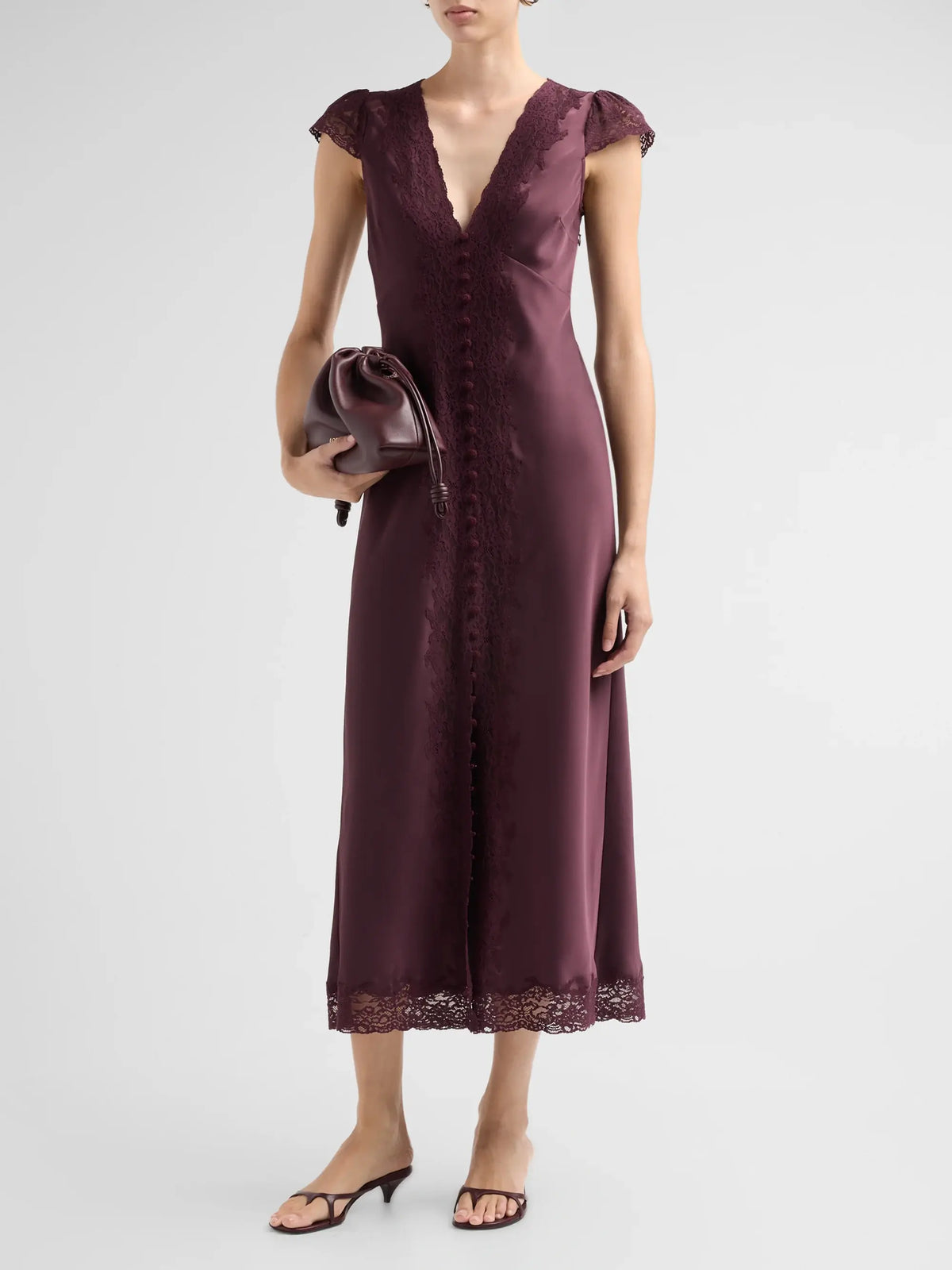 Para Lace Trim Satin Dress