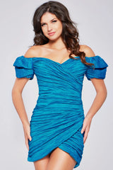 Jovani Off the Shoulder Fitted Short Dress 39014