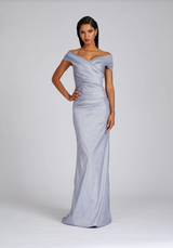 Platinum Metallic Ruched Gown