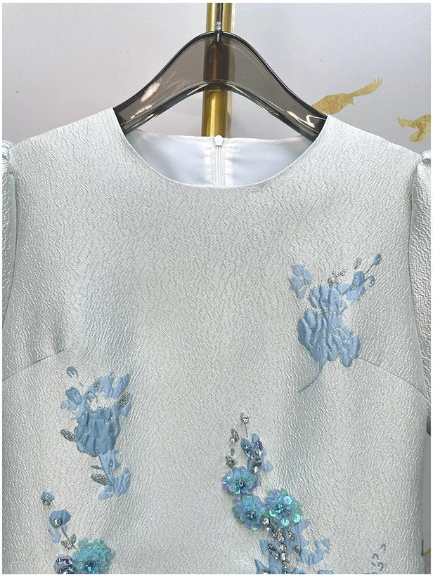 Jacquard Sequin Crystal Fitted Dress
