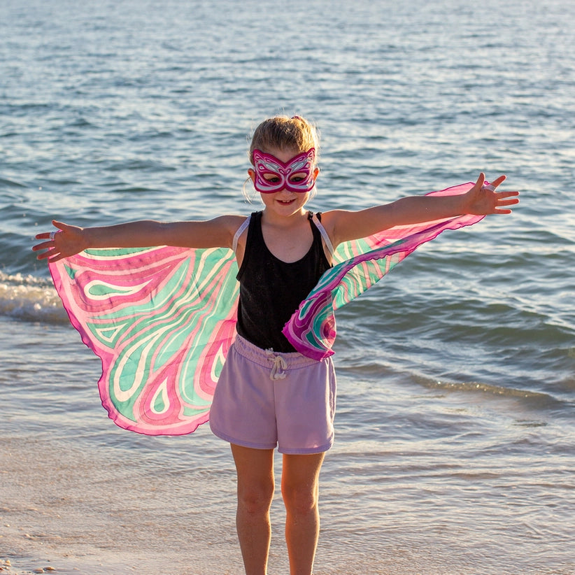 Girls Purple Fortune Fairy Wings + Mask
