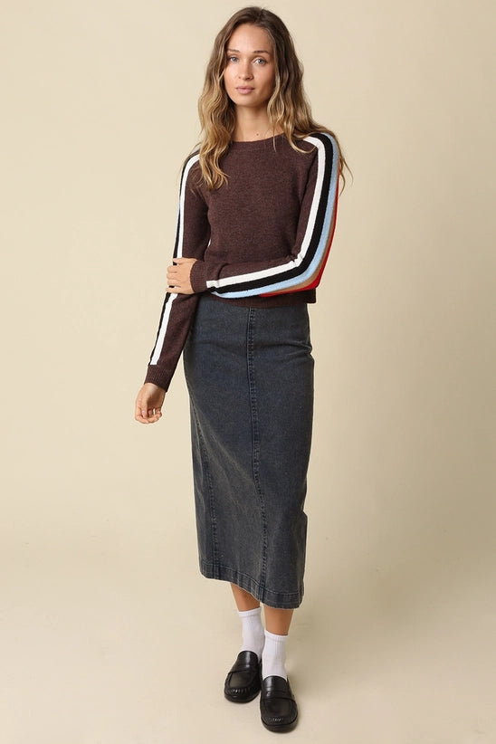 Rylee Contrast Stripe Knit Sweater