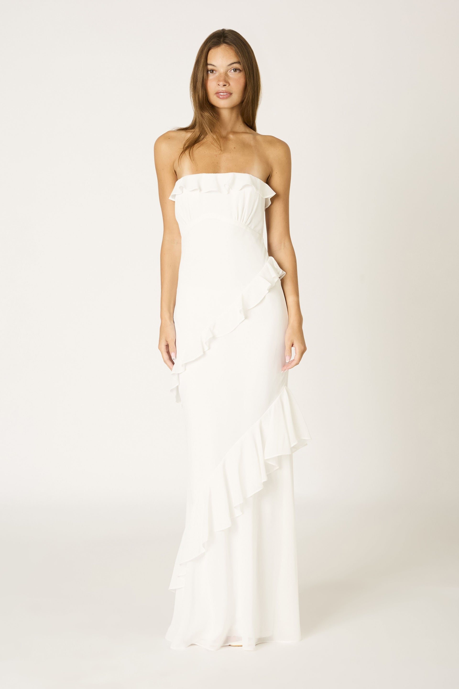Strapless Ruffle Tiered Maxi Dress