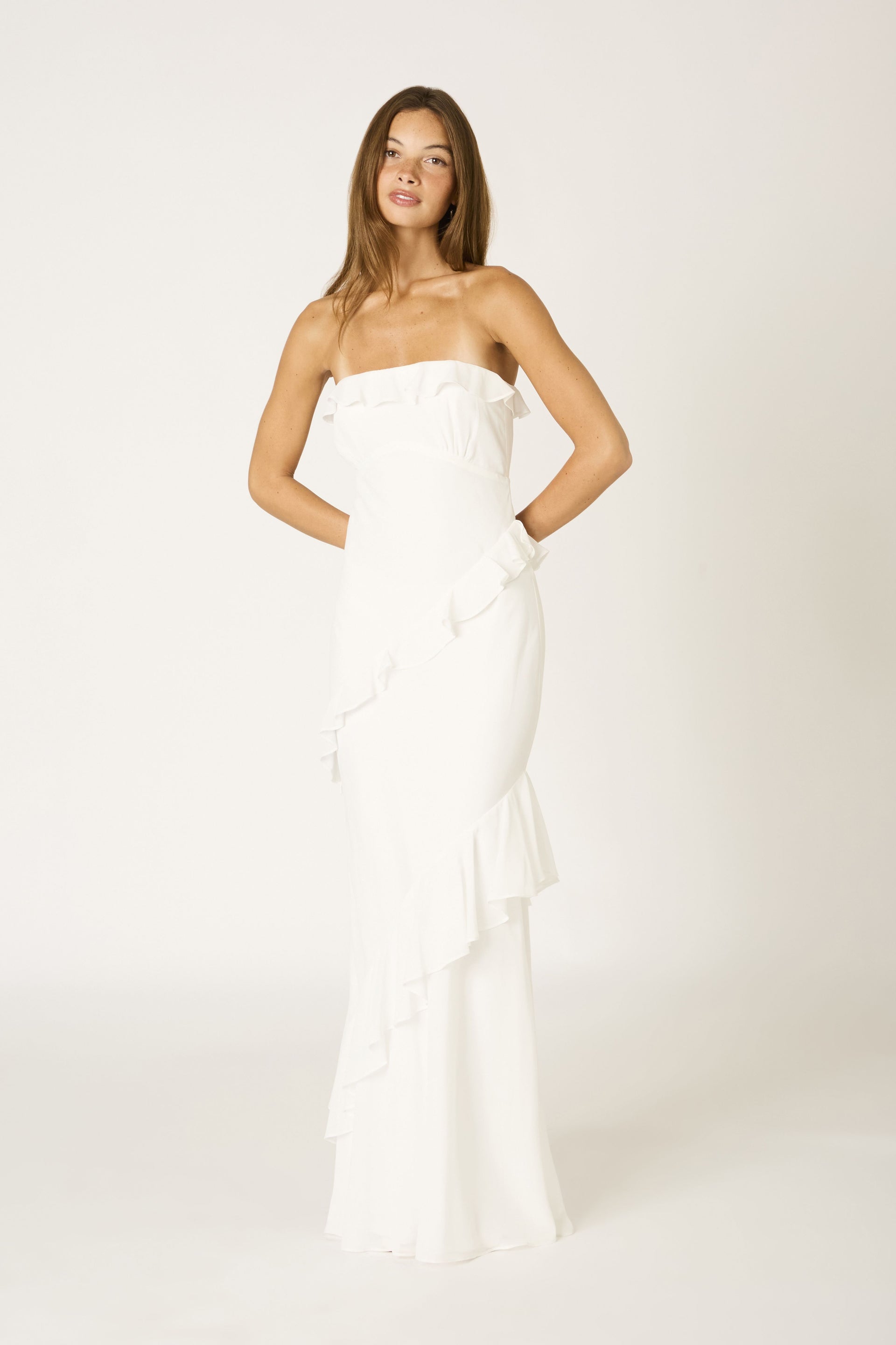 Strapless Ruffle Tiered Maxi Dress