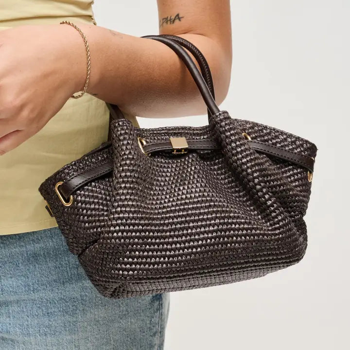 Selena Chocolate Straw Crossbody Bag