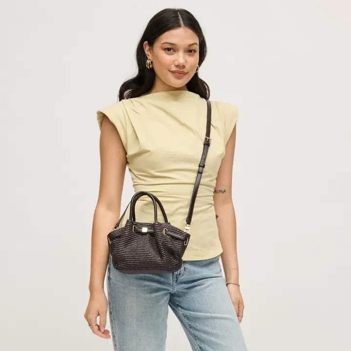 Selena Chocolate Straw Crossbody Bag