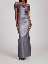 Steel Metallic Twist Front Gown