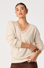 Jadyn Lace-Trim V-Neck Sweater
