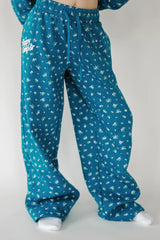 Girls Teal Peony Sweatpants