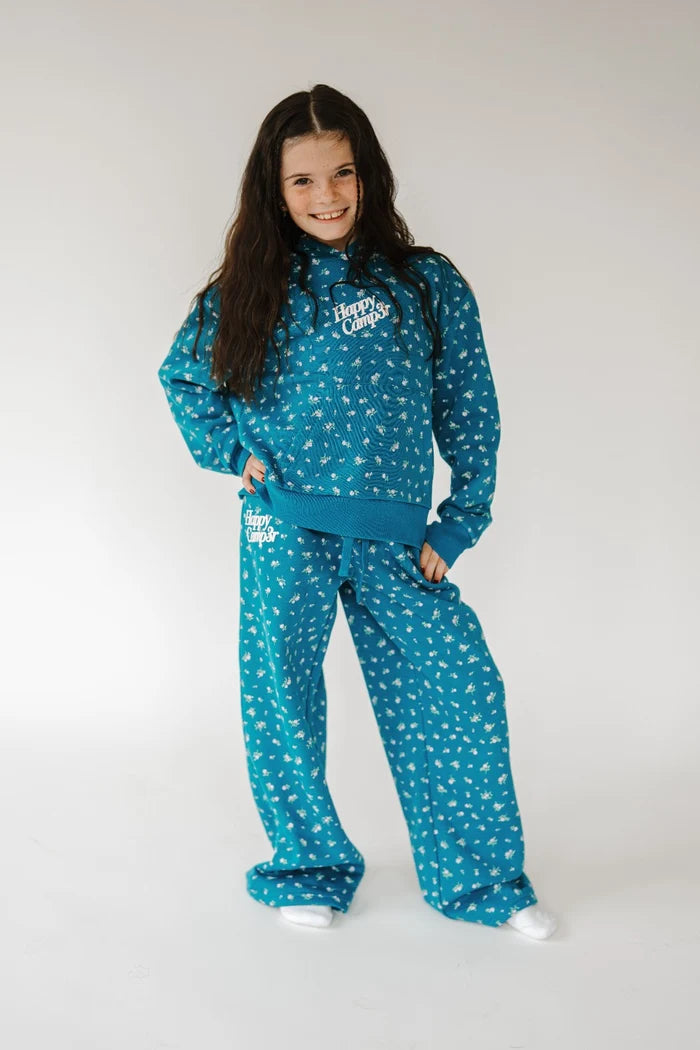 Girls Teal Peony Hoodie