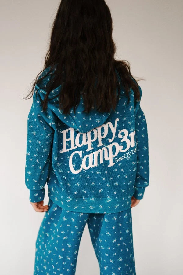 Girls Teal Peony Hoodie