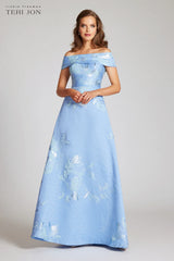 Floral Jacquard Off The Shoulder Gown