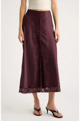Tirelle Satin and Lace Maxi Skirt