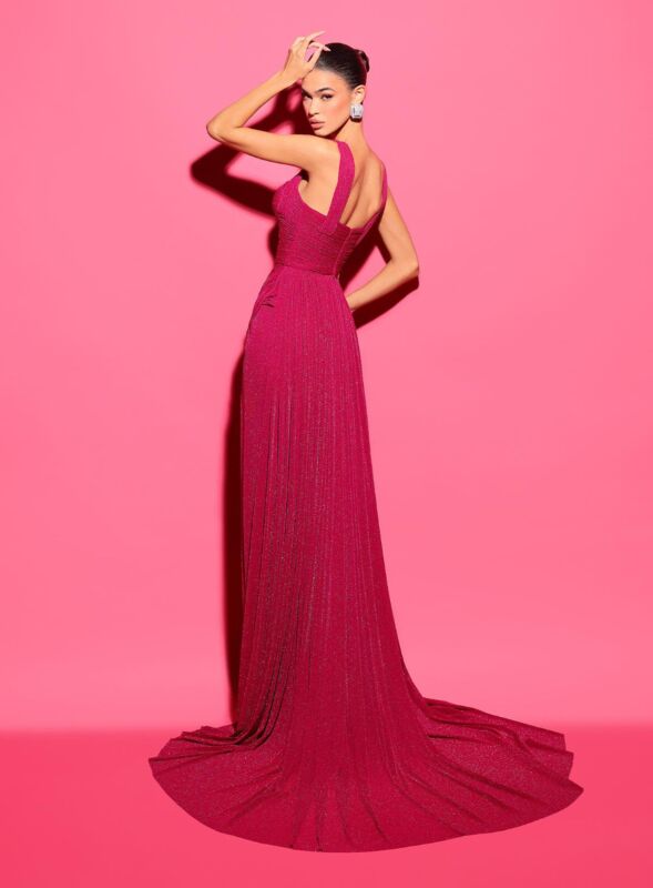 Tarik Ediz 98451 Square Neckline Ruched Gown