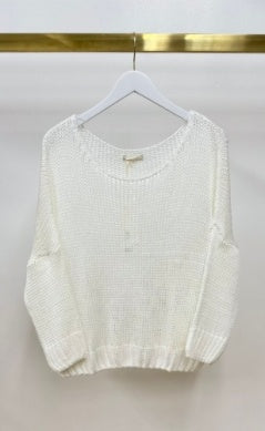 White Crochet Crewneck