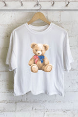America Flag Ribbon Bow Teddy Bear Tee