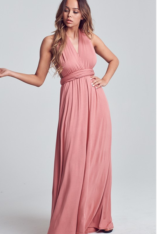 Multi way maxi dress - dark peach