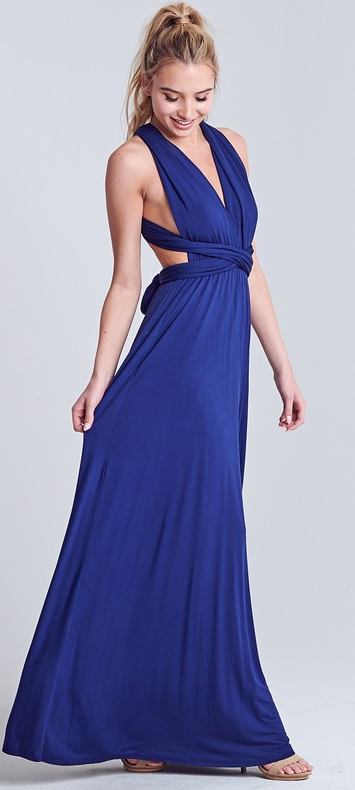 navy multi way maxi dress