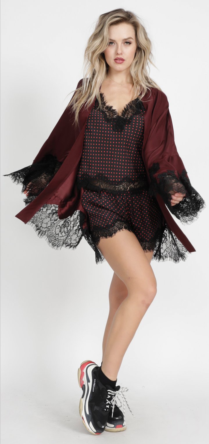 Gold Hawk black fiery red hearts Coco printed short