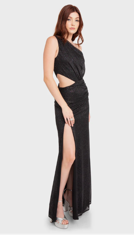 black one shoulder cutout dress Ollie